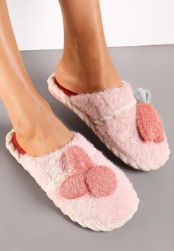 Różowe Kapcie z Futerkiem i Ozdobą Zretol
