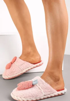 Różowe Kapcie z Futerkiem i Ozdobą Zretol