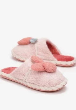 Różowe Kapcie z Futerkiem i Ozdobą Zretol