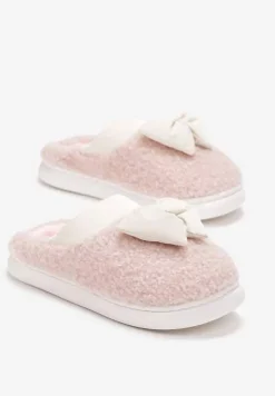 Różowe Kapcie z Futrzanego Kożuszka z Kokardką Hilusa