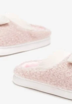 Różowe Kapcie z Futrzanego Kożuszka z Kokardką Hilusa