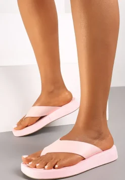 Różowe Klapki Japonki na Platformie Ilvima