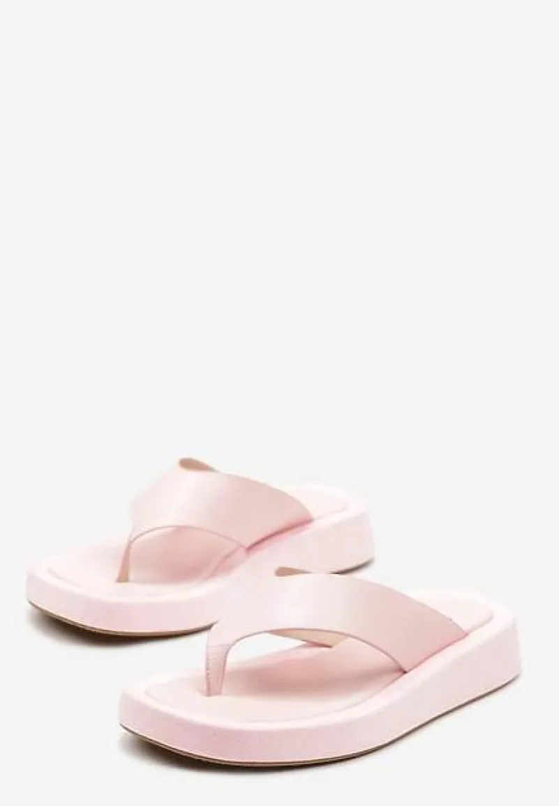 Różowe Klapki Japonki na Platformie Ilvima