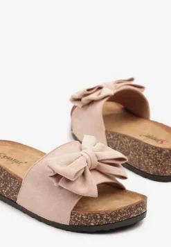 Różowe Klapki na Koturnie z Korka Ozdobione Kokardą Rinaia