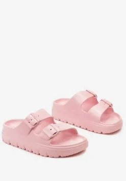 Różowe Klapki z Regulowanymi Paskami na Platformie Idama