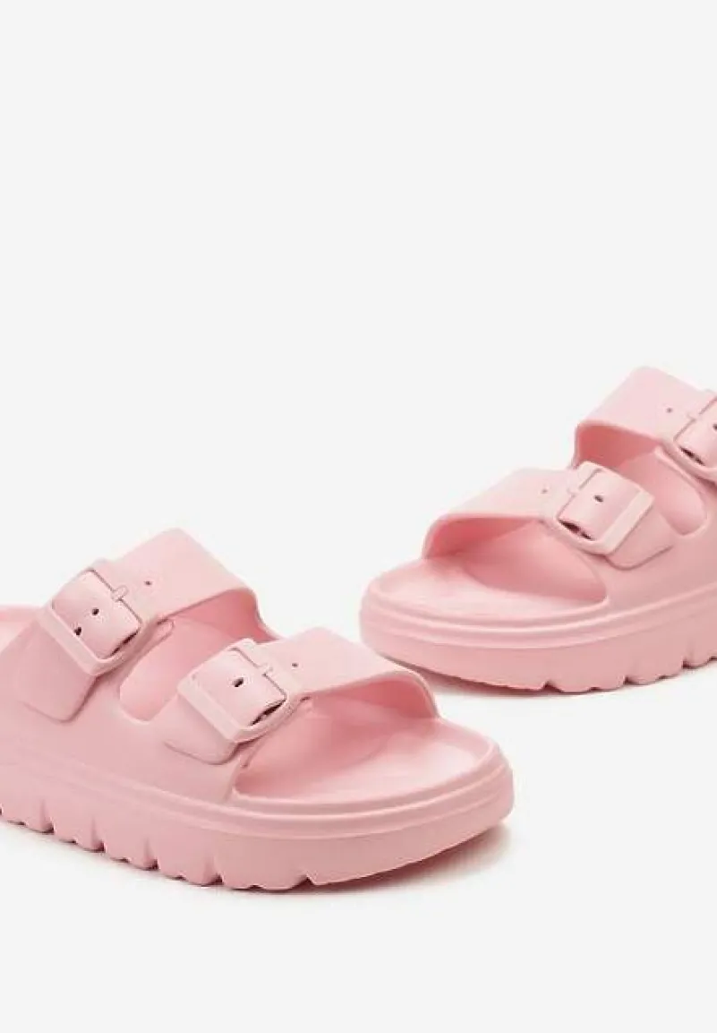 Różowe Klapki z Regulowanymi Paskami na Platformie Idama