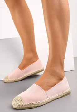 Różowe Klasyczne Espadryle na Płaskiej Plecionej Podeszwie Kavissa