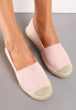 Różowe Klasyczne Espadryle na Płaskiej Plecionej Podeszwie Kavissa