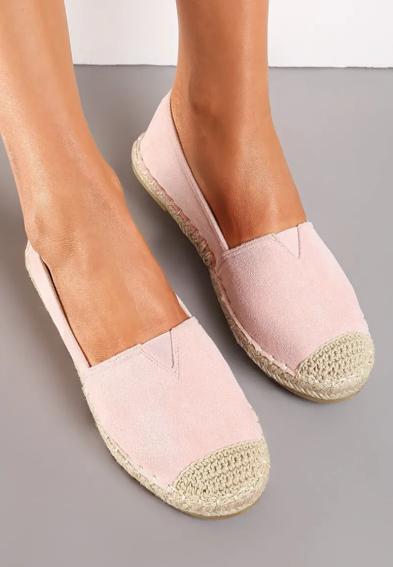 Różowe Klasyczne Espadryle na Płaskiej Plecionej Podeszwie Kavissa