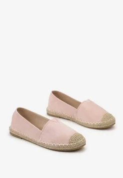 Różowe Klasyczne Espadryle na Płaskiej Plecionej Podeszwie Kavissa