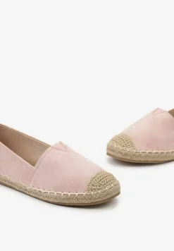 Różowe Klasyczne Espadryle na Płaskiej Plecionej Podeszwie Kavissa
