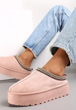 Różowe Krótkie Śniegowce przed Kostkę na Platformie Noais