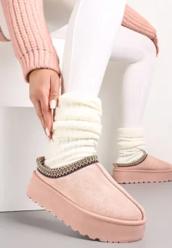 Różowe Krótkie Śniegowce przed Kostkę na Platformie Noais