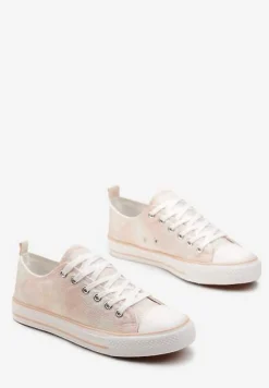 Różowe Krótkie Trampki z Drobnym Tłoczeniem na Cholewce Inarol