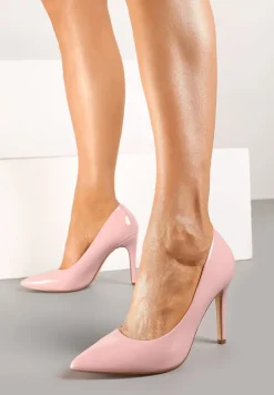 Różowe Lakierowane Eleganckie Szpilki Vices z Wkładką ze Skóry Naturalnej Innalora