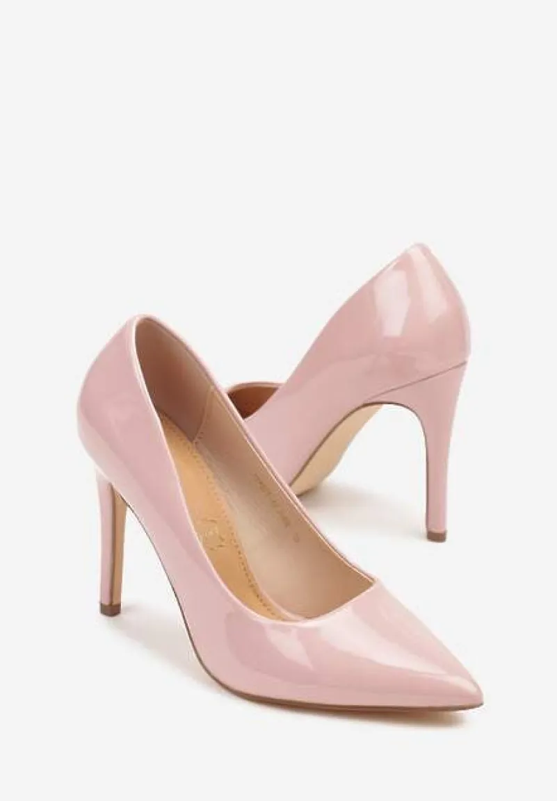 Różowe Lakierowane Eleganckie Szpilki Vices z Wkładką ze Skóry Naturalnej Innalora