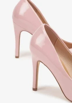 Różowe Lakierowane Eleganckie Szpilki Vices z Wkładką ze Skóry Naturalnej Innalora