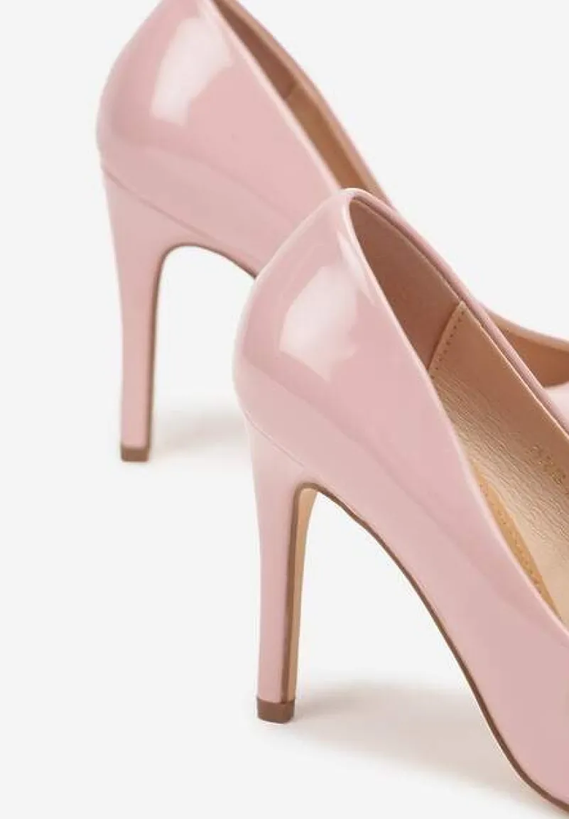 Różowe Lakierowane Eleganckie Szpilki Vices z Wkładką ze Skóry Naturalnej Innalora