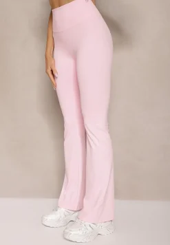 Różowe Legginsy Dzwony High Waist Orruvana