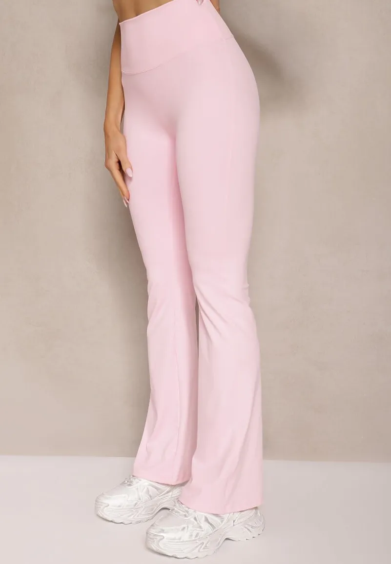 Różowe Legginsy Dzwony High Waist Orruvana