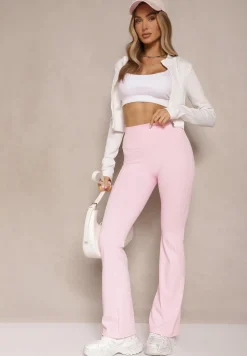 Różowe Legginsy Dzwony High Waist Orruvana