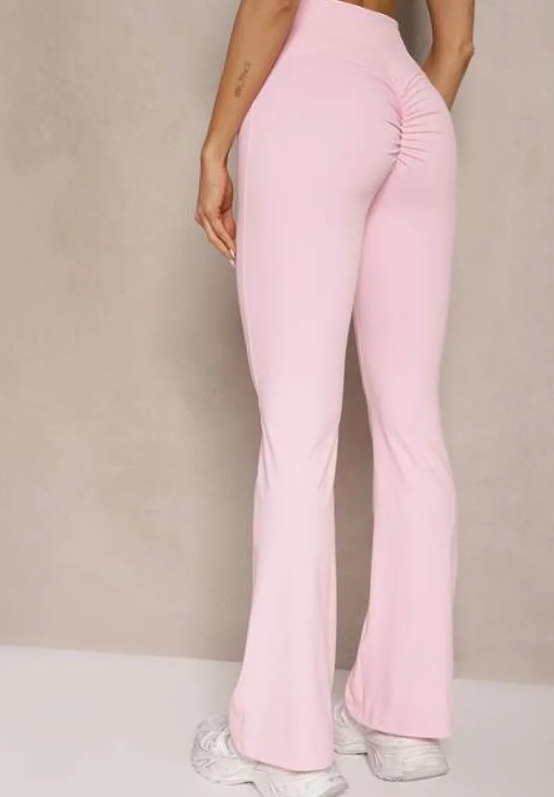 Różowe Legginsy Dzwony High Waist Orruvana