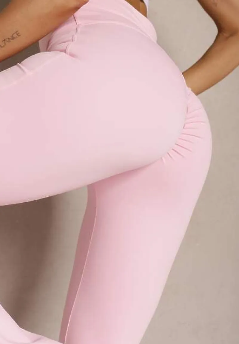 Różowe Legginsy Dzwony High Waist Orruvana