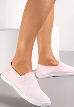 Różowe Materiałowe Tenisówki na Elastycznej Podeszwie Aishani