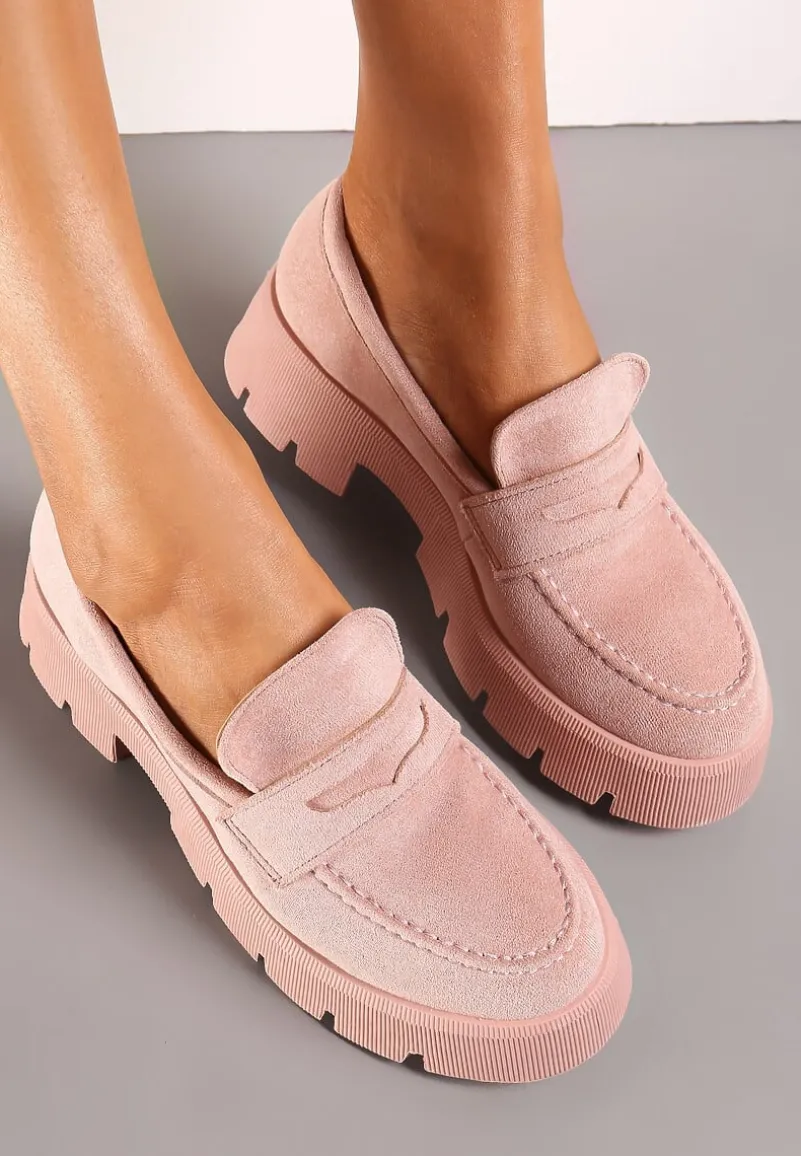 Różowe Mokasyny na Grubej Podeszwie z Protektorem Misal