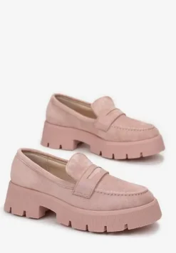 Różowe Mokasyny na Grubej Podeszwie z Protektorem Misal