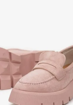 Różowe Mokasyny na Grubej Podeszwie z Protektorem Misal