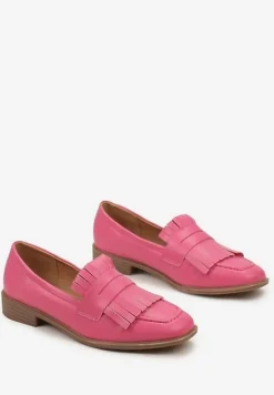 Różowe Mokasyny z Kwadratowym Noskiem i Frędzlami Tarnissa
