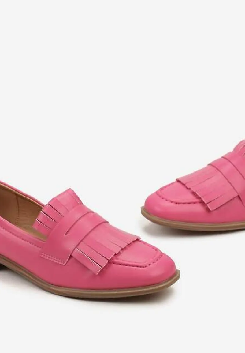 Różowe Mokasyny z Kwadratowym Noskiem i Frędzlami Tarnissa