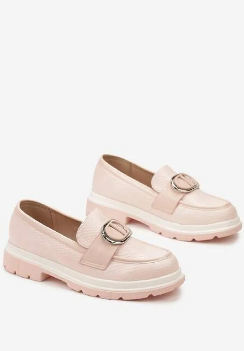 Różowe Mokasyny z Metaliczną Aplikacją i Delikatnym Printem Unica