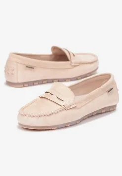 Różowe Mokasyny z Przeszyciami i Wkładką ze Skóry Naturalnej Isotta