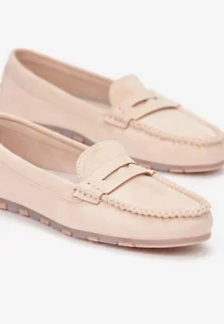 Różowe Mokasyny z Przeszyciami i Wkładką ze Skóry Naturalnej Isotta
