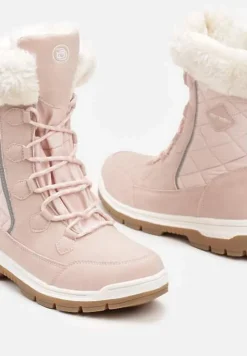 Różowe Śniegowce z Pikowanym Przeszyciem i Futerkiem na Grubej Podeszwie Amartina