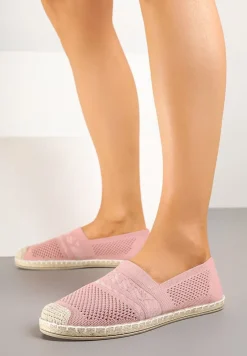 Różowe Płaskie Espadryle z Ozdobną Perforacją Weorlisa
