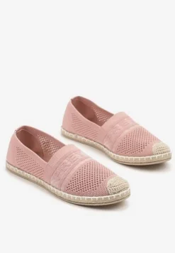 Różowe Płaskie Espadryle z Ozdobną Perforacją Weorlisa