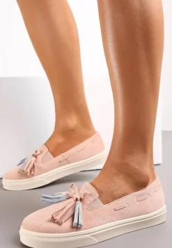 Różowe Półbuty z Chwostami na Grubej Podeszwie Melana