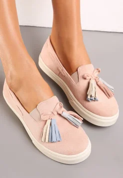 Różowe Półbuty z Chwostami na Grubej Podeszwie Melana