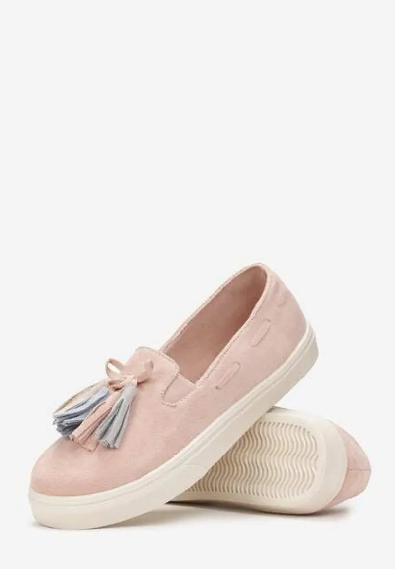 Różowe Półbuty z Chwostami na Grubej Podeszwie Melana