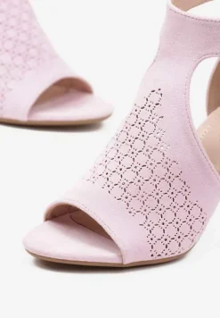 Różowe Sandały Botki ze Sprzączką na Słupku Ciarilora