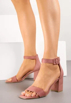 Różowe Sandały Vices na Słupkowym Obcasie z Paskiem wokół Kostki Grisea