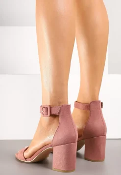 Różowe Sandały Vices na Słupkowym Obcasie z Paskiem wokół Kostki Grisea