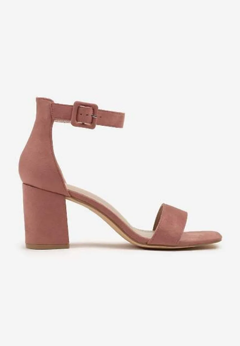 Różowe Sandały Vices na Słupkowym Obcasie z Paskiem wokół Kostki Grisea