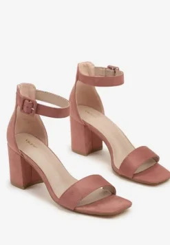 Różowe Sandały Vices na Słupkowym Obcasie z Paskiem wokół Kostki Grisea