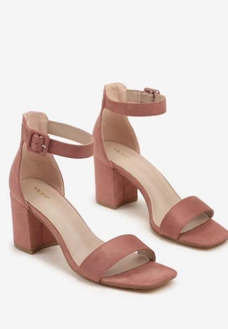 Różowe Sandały Vices na Słupkowym Obcasie z Paskiem wokół Kostki Grisea
