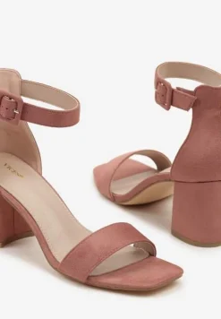Różowe Sandały Vices na Słupkowym Obcasie z Paskiem wokół Kostki Grisea