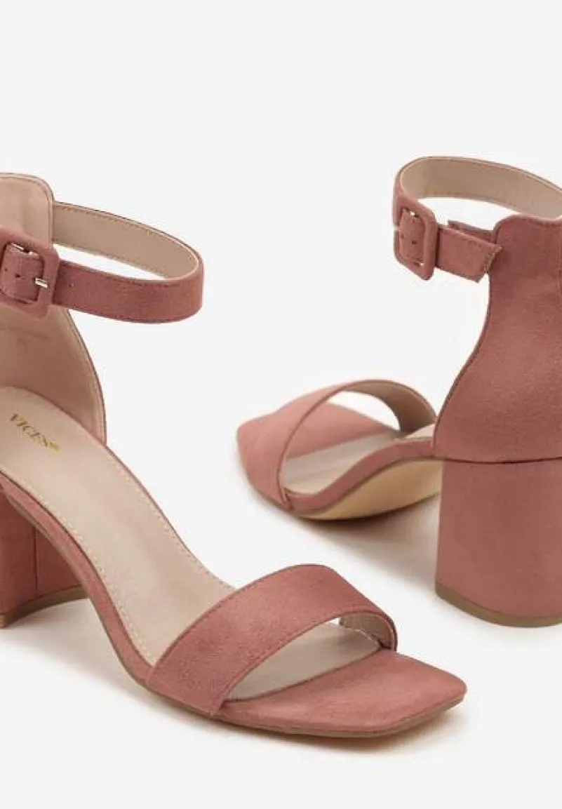 Różowe Sandały Vices na Słupkowym Obcasie z Paskiem wokół Kostki Grisea